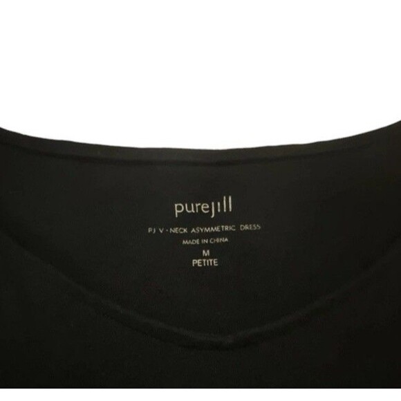 Pure J Jill Dress Womens M Petite PJ V Neck Asymmetric Tank Midi Modal Black - Picture 2 of 8
